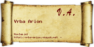 Vrba Arion névjegykártya